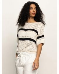 Sanctuary - Openwork Tee Black Chalk Stripe - Lyst