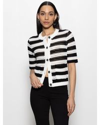 Sanctuary - Open Knit Sweater Jacket Chalk / Black Stripe - Lyst