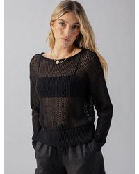 Sanctuary - Open Knit Sweater Black - Lyst