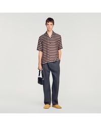 Sandro - Striped Boat Neck Shirt - Lyst