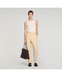 Sandro - Oversized Linen And Cotton Trousers - Lyst