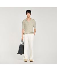 Sandro - Marl Cotton Knit Polo Shirt - Lyst