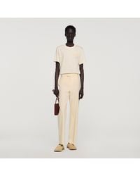Sandro - Wide-Leg Cotton Trousers - Lyst