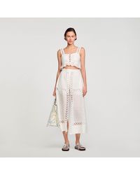 Sandro - Long Linen-Blend Skirt With Shorts - Lyst