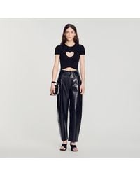 Sandro - Ruched Heart Cropped T-Shirt - Lyst