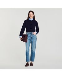 Sandro - Two-Tone Origami Collar Cardigan - Lyst