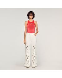 Sandro - Wide-Leg Embroidered Jeans - Lyst