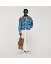 Sandro - Denim And Suede Jacket - Lyst