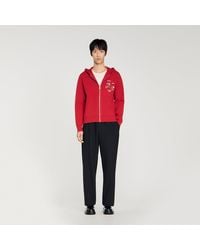 Sandro - Animal Print Zip-Up Cardigan - Lyst