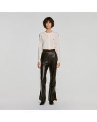 Sandro - Cropped Check Stitch Cardigan - Lyst