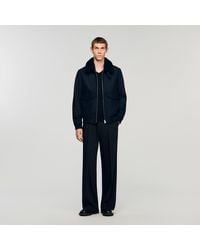 Sandro - Wool Aviator Jacket With Shearling - Lyst