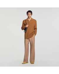 Sandro - Ribbed Wool Polo Shirt - Lyst