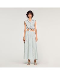 Sandro - Cropped Striped Rhinestone Shirt - Lyst
