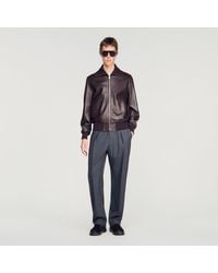 Sandro - Zip-Up Leather Jacket - Lyst