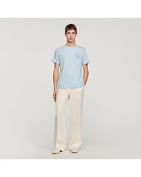 Sandro - Cotton Crochet Flower T-Shirt - Lyst