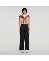 Sandro - Buttoned Wide-Leg Wool Trousers - Lyst