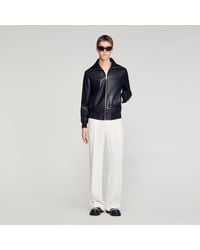 Sandro - Zipped Leather Jacket - Lyst