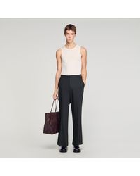 Sandro - Wide-Leg Bouclé Wool Trousers - Lyst