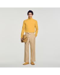 Sandro - Wide-Leg Cotton Trousers - Lyst