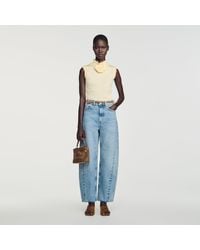 Sandro - Smocked T-Shirt With Flower Detail - Lyst