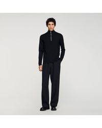 Sandro - Wool Sweater With Zip Collar - Lyst