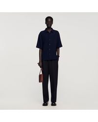 Sandro - Textured Shark Collar Shirt - Lyst