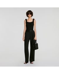 Sandro - Knit Bodysuit With Beaded Flowers - Lyst