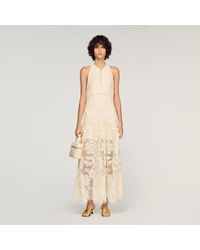 Sandro - Floral Cotton Guipure Maxi Dress - Lyst