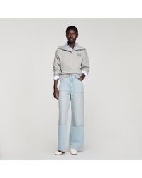 Sandro - Faded Straight Rhinestone Jeans - Lyst