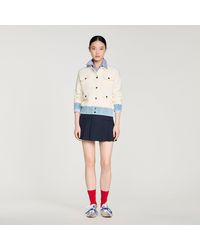 Sandro - Cardigan With Denim Details - Lyst