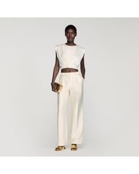 Sandro - Pleated Satin Crop Top - Lyst