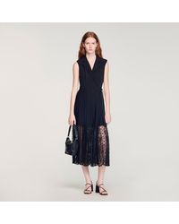 Sandro - Lace Collar Maxi Dress - Lyst