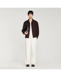 Sandro - Waffled Regular Collar Zip Jacket - Lyst