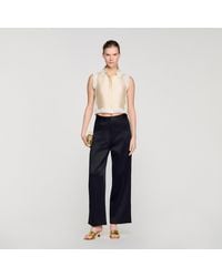 Sandro - Satin-Effect Wide-Leg Trousers - Lyst