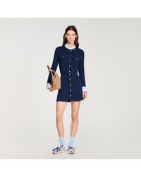 Sandro - Cropped Rib Knit Cardigan - Lyst
