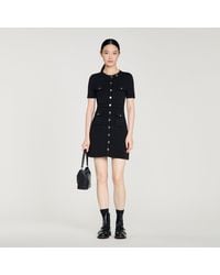 Sandro - Button-Up Knit Short Dress - Lyst