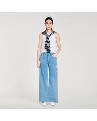 Sandro - Faded Straight-Leg Rhinestone Jeans - Lyst