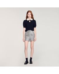 Sandro - Pearl Collar Cable Knit Jumper - Lyst