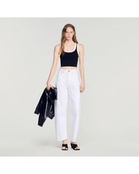 Sandro - Two-Tone Cropped Knit Top - Lyst