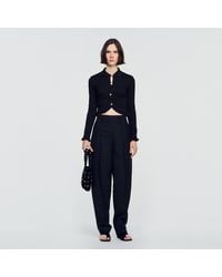 Sandro - Smocked Shirt With Jewel Buttons - Lyst