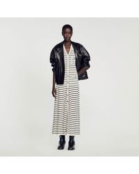 Sandro - Striped Knit Midi Dress - Lyst