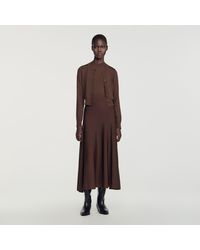 Sandro - Long Fine Knit Skirt - Lyst