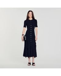 Sandro - Knit Maxi Dress With Ruffles - Lyst