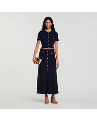 Sandro - Cropped Pointelle Knit Cardigan - Lyst
