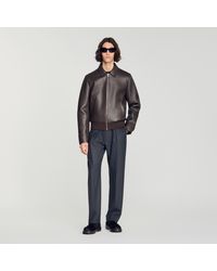 Sandro - Blouson zippé en cuir d'agneau - Lyst