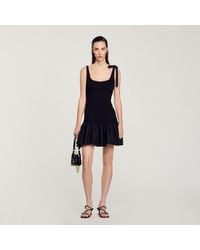 Sandro - Dual-Material Short Dress - Lyst