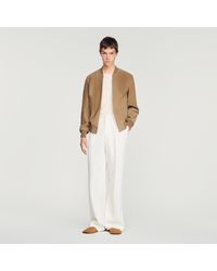 Sandro - Blouson en croûte de cuir zippé - Lyst