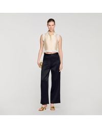 Sandro - Satin-Effect Wide-Leg Trousers - Lyst