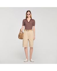 Sandro - Striped V-Neck Polo Jumper - Lyst