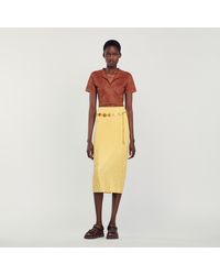 Sandro - Rhinestone-Embellished Midi Skirt - Lyst